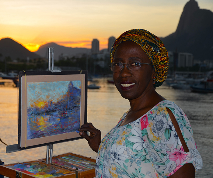 Sandra Nunes Twilight soft pastel  plein air painting